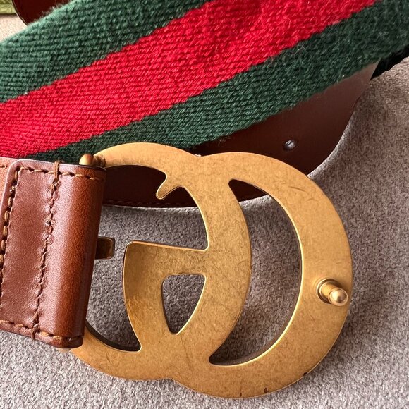 Gucci Web Belt with Double G Buckle - Size 90 - Picture 7 of 9